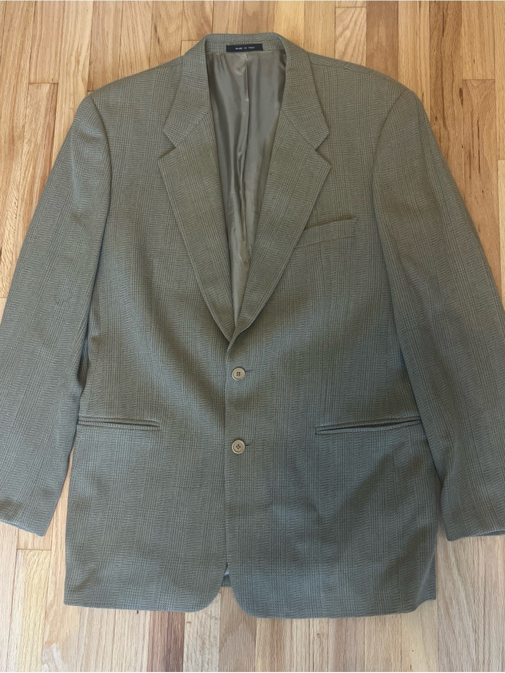 Vintage Emporio Armani Wool Rayon Blazer Size 54 Italy Made Herringbone Tweed